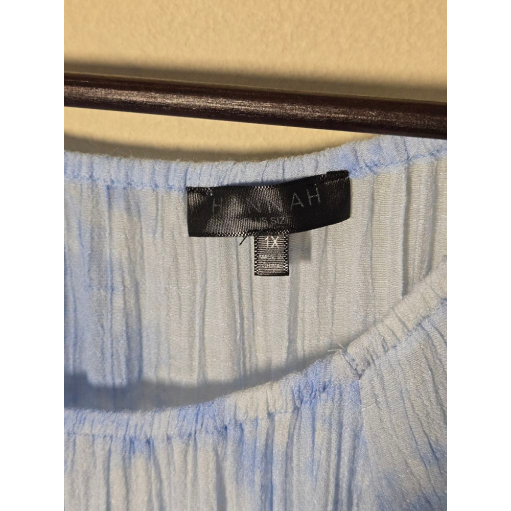 Women's HANNAH Blue White Tie-Dye Boho Tunic Top 1X - Picture 4 of 4